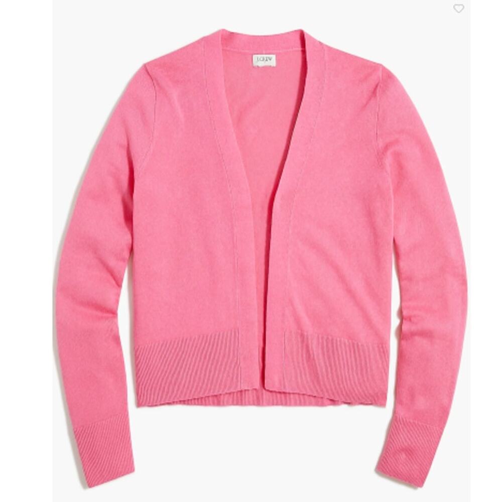 NWT J. Crew Factory Pink Linen Blend Open Front Cardigan Size XS